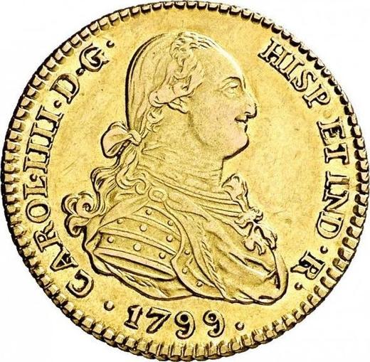 Awers monety - 2 escudo 1799 M AJ - cena złotej monety - Hiszpania, Karol IV