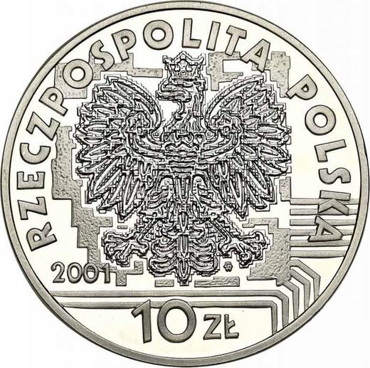 Аверс монеты - 10 злотых 2001 года MW AN "15 лет конституционному суду" - цена серебряной монеты - Польша, III Республика после деноминации