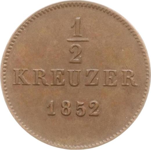 Reverso Medio kreuzer 1852 "Tipo 1840-1856" - valor de la moneda  - Wurtemberg, Guillermo I