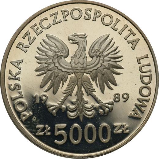 Obverse 5000 Zlotych 1989 MW SW "Wladysław II Jagiello" Silver Half-length portrait - Poland, Peoples Republic