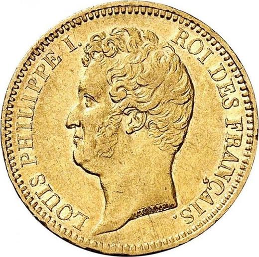 Аверс монеты - 20 франков 1830 года A "Гурт вдавленный" Париж - цена золотой монеты - Франция, Луи-Филипп I