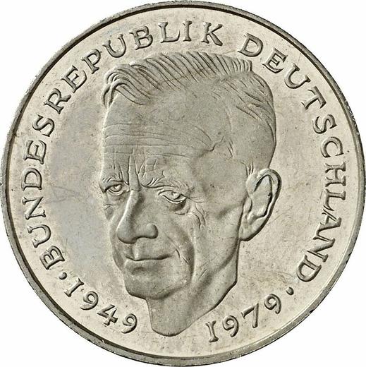 Аверс монеты - 2 марки 1992 года J "Курт Шумахер" - цена  монеты - Германия, ФРГ