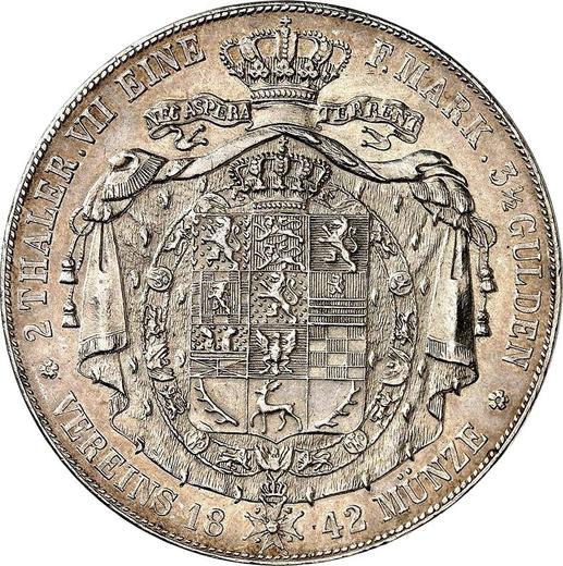 Reverso 2 táleros 1842 CvC - valor de la moneda de plata - Brunswick-Wolfenbüttel, Guillermo