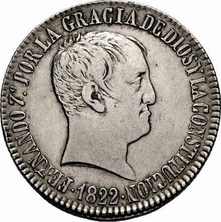Аверс монеты - 20 реалов 1822 года S RD - цена серебряной монеты - Испания, Фердинанд VII