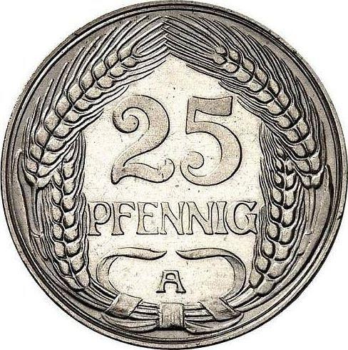 Anverso 25 Pfennige 1909 A "Tipo 1909-1912" - valor de la moneda  - Alemania, Imperio alemán