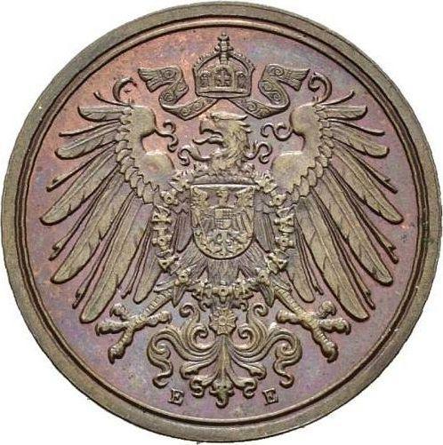 Rewers monety - 1 fenig 1905 E "Typ 1890-1916" Krzyż pod nominałem - cena  monety - Niemcy, Cesarstwo Niemieckie