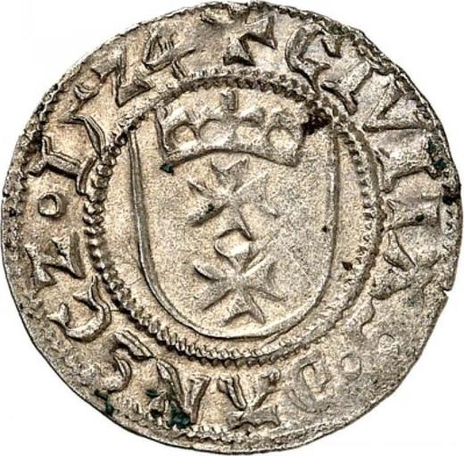 Аверс монеты - Шеляг 1524 года "Гданьск" - цена серебряной монеты - Польша, Сигизмунд I Старый