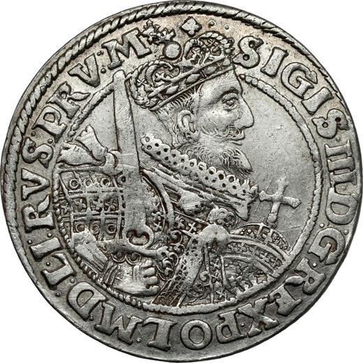 Аверс монеты - Орт (18 грошей) 1622 года Банты - цена серебряной монеты - Польша, Сигизмунд III Ваза
