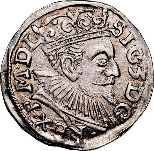 Аверс монеты - Трояк (3 гроша) 1597 года IF "Люблинский монетный двор" - цена серебряной монеты - Польша, Сигизмунд III Ваза