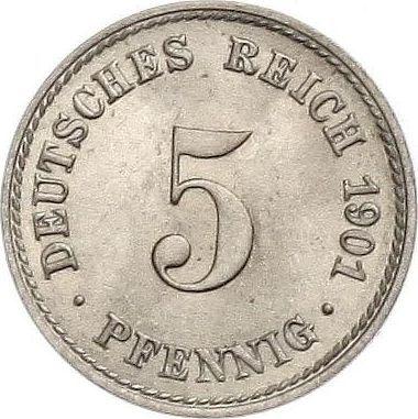 Anverso 5 Pfennige 1901 A "Tipo 1890-1915" - valor de la moneda  - Alemania, Imperio alemán