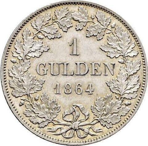 Rewers monety - 1 gulden 1864 - cena srebrnej monety - Bawaria, Ludwik II