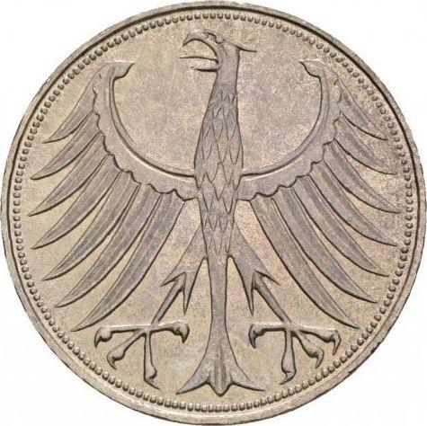 Реверс монеты - 5 марок 1963 года D - цена серебряной монеты - Германия, ФРГ