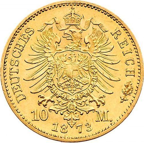 Reverso 10 marcos 1873 E "Sajonia" - valor de la moneda de oro - Alemania, Imperio alemán