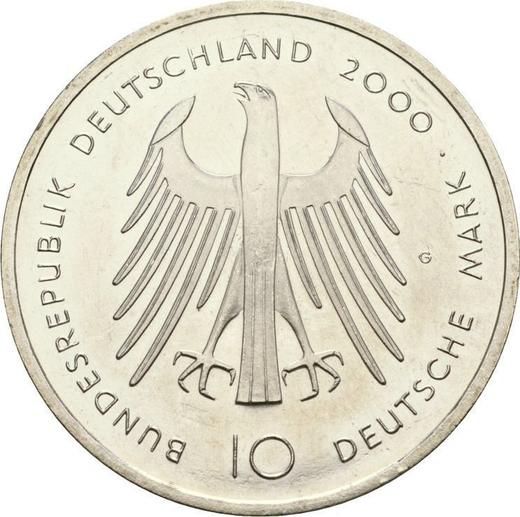 Реверс монеты - 10 марок 2000 года G "Карл Великий" - цена серебряной монеты - Германия, ФРГ