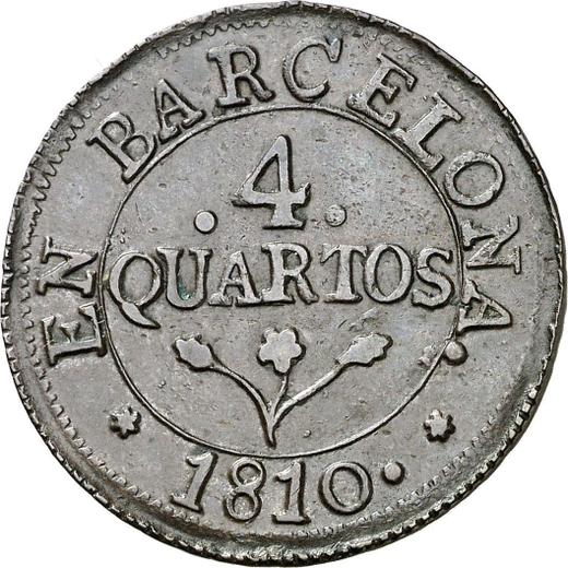 Реверс монеты - 4 куарто 1810 года - цена  монеты - Испания, Жозеф Бонапарт