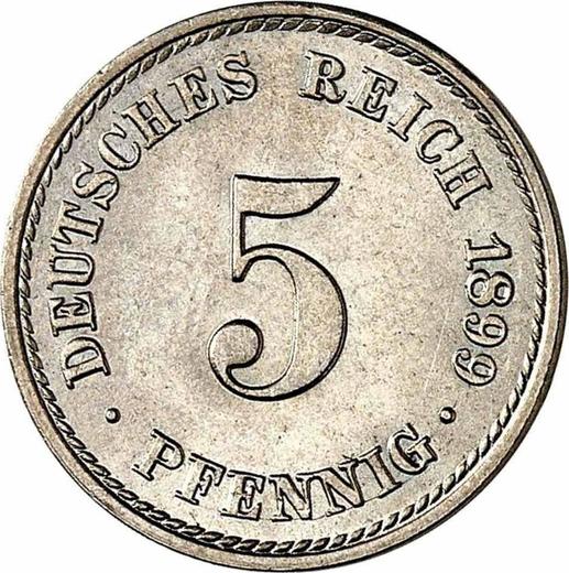 Anverso 5 Pfennige 1899 A "Tipo 1890-1915" - valor de la moneda  - Alemania, Imperio alemán