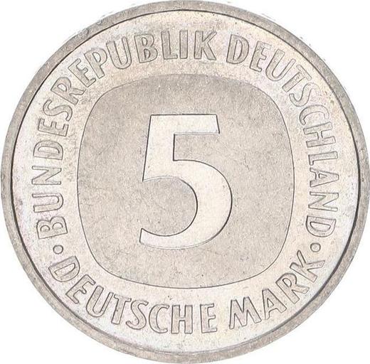 Anverso 5 marcos 1990 F - valor de la moneda  - Alemania, RFA