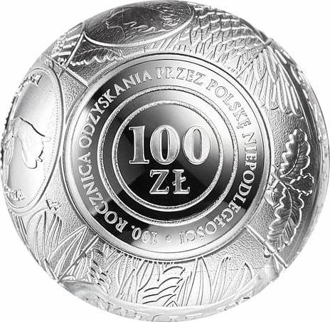 Reverse 100 Zlotych 2018 "100th Anniversary of Poland's Independence" - Silver Coin Value - Poland, III Republic after denomination