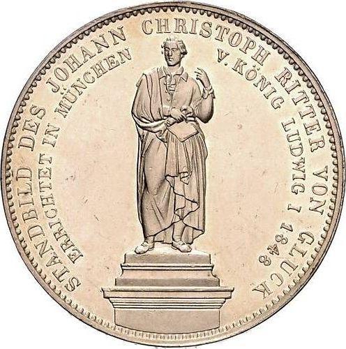 Реверс монеты - 2 талера 1848 года "Кристоф Глюк" - цена серебряной монеты - Бавария, Максимилиан II