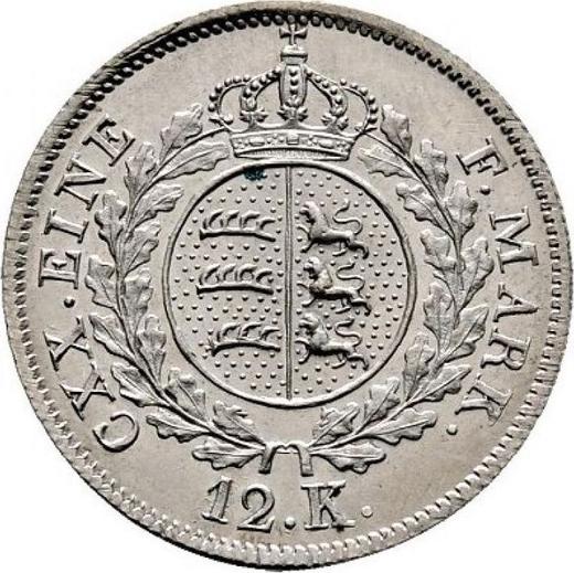 Rewers monety - 12 krajcarow 1824 W - cena srebrnej monety - Wirtembergia, Wilhelm I