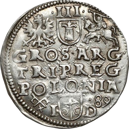 Reverso Trojak (3 groszy) 1589 ID "Casa de moneda de Poznan" - valor de la moneda de plata - Polonia, Segismundo III