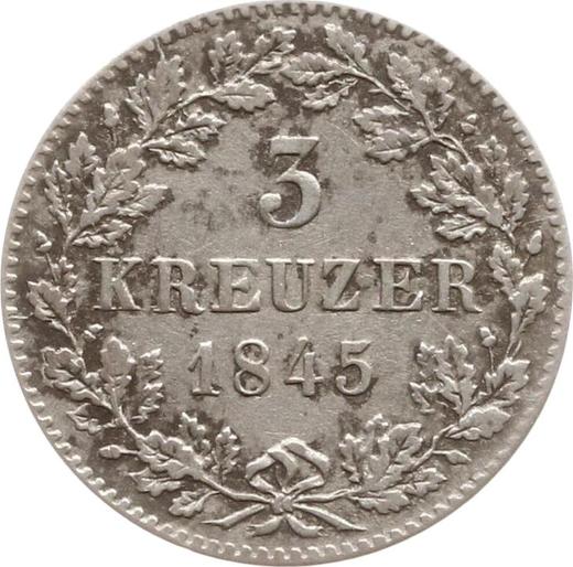 Reverso 3 kreuzers 1845 - valor de la moneda de plata - Wurtemberg, Guillermo I de Wurtemberg 