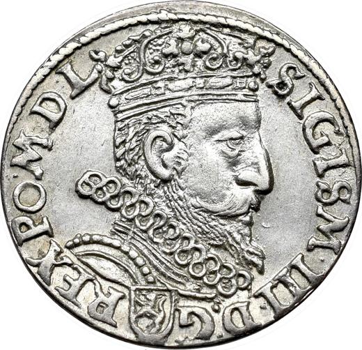 Аверс монеты - Трояк (3 гроша) 1601 года K "Краковский монетный двор" - цена серебряной монеты - Польша, Сигизмунд III Ваза