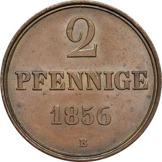 Реверс монеты - 2 пфеннига 1856 года B - цена  монеты - Ганновер, Георг V
