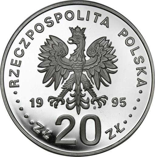 Аверс монеты - 20 злотых 1995 года MW RK "XXVI летние Олимпийские Игры - Атланта 1996" - цена серебряной монеты - Польша, III Республика после деноминации