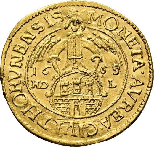 Rewers monety - Dwudukat 1665 HDL "Toruń" - cena złotej monety - Polska, Jan II Kazimierz