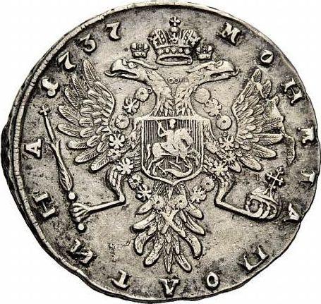 Reverse Poltina 1737 "Type 1735" With a pendant on chest Patterned cross of orb - Silver Coin Value - Russia, Anna Ioannovna