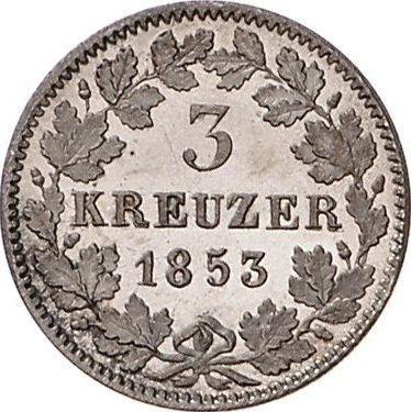 Реверс монеты - 3 крейцера 1853 года - цена серебряной монеты - Баден, Фридрих I