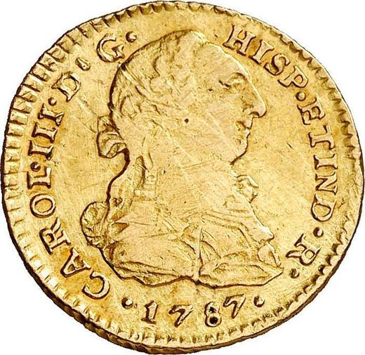 Аверс монеты - 1 эскудо 1787 года IJ - цена золотой монеты - Перу, Карл III