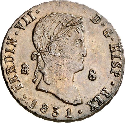 Anverso 8 maravedíes 1831 - valor de la moneda  - España, Fernando VII