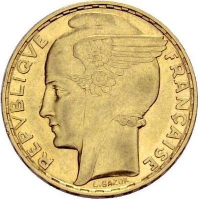 Аверс монеты - 100 франков 1929 года "Тип 1929-1936" Париж - цена золотой монеты - Франция, Третья республика