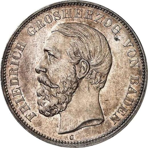 Аверс монеты - 5 марок 1888 года G "Баден" - цена серебряной монеты - Германия, Германская Империя