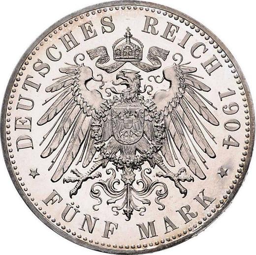 Реверс монеты - 5 марок 1904 года A "Любек" - цена серебряной монеты - Германия, Германская Империя
