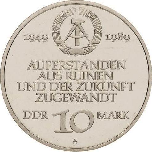 Reverso 10 marcos 1989 A "40 aniversario de la RDA" - valor de la moneda  - Alemania, República Democrática Alemana (RDA)