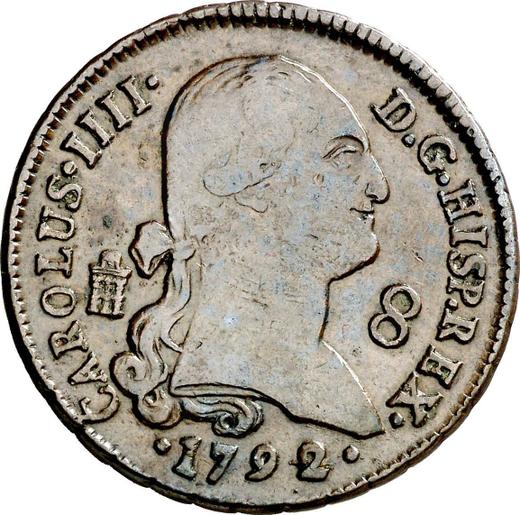 Awers monety - 8 maravedis 1792 - cena  monety - Hiszpania, Karol IV
