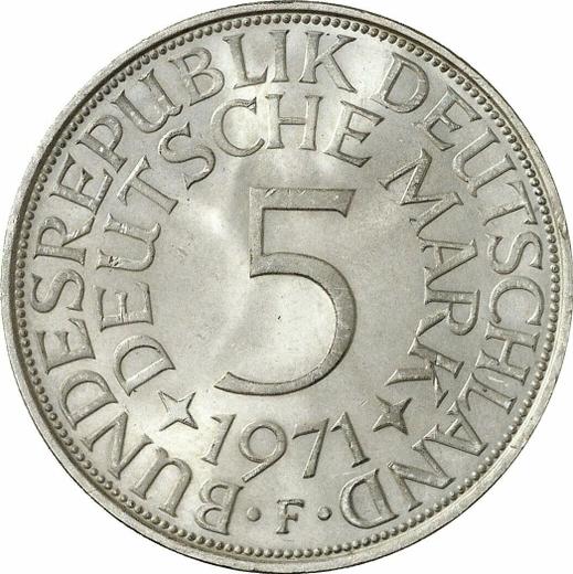 Anverso 5 marcos 1971 F - valor de la moneda de plata - Alemania, RFA