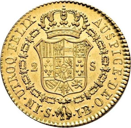 Revers 2 Escudos 1826 S JB - Goldmünze Wert - Spanien, Ferdinand VII