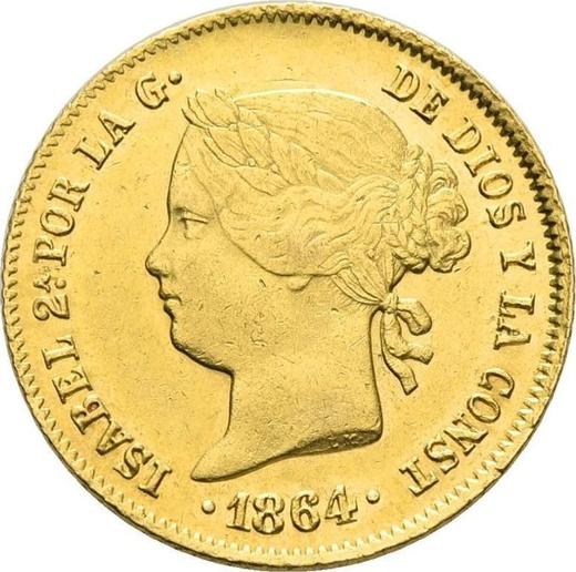 Awers monety - 4 peso 1864 - cena złotej monety - Filipiny, Izabela II