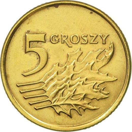 Reverse 5 Groszy 1991 MW - Poland, III Republic after denomination