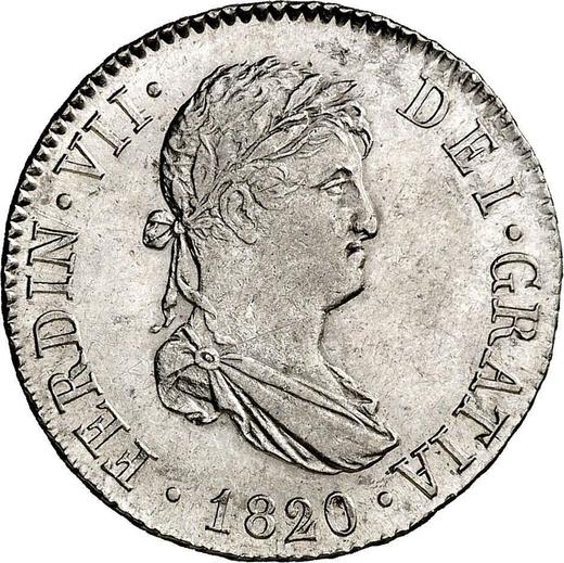 Аверс монеты - 2 реала 1820 года M GJ - цена серебряной монеты - Испания, Фердинанд VII