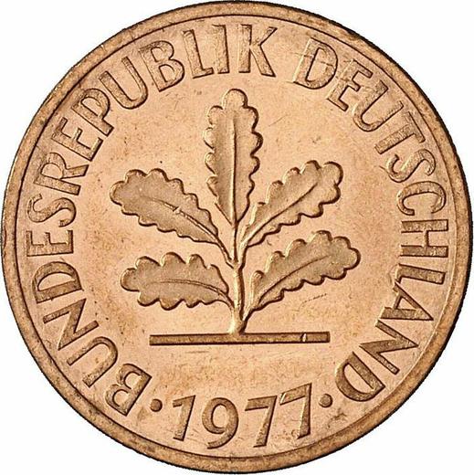 Реверс монеты - 2 пфеннига 1977 года J - цена  монеты - Германия, ФРГ