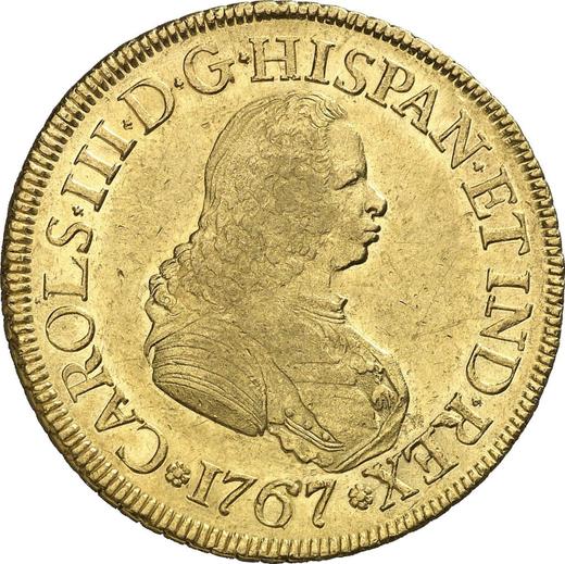 Avers 8 Escudos 1767 PN J "Typ 1760-1771" - Goldmünze Wert - Kolumbien, Karl III