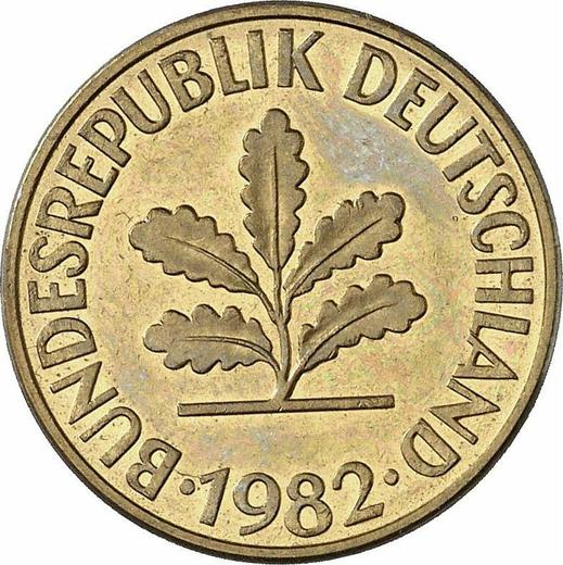 Реверс монеты - 10 пфеннигов 1982 года F - цена  монеты - Германия, ФРГ