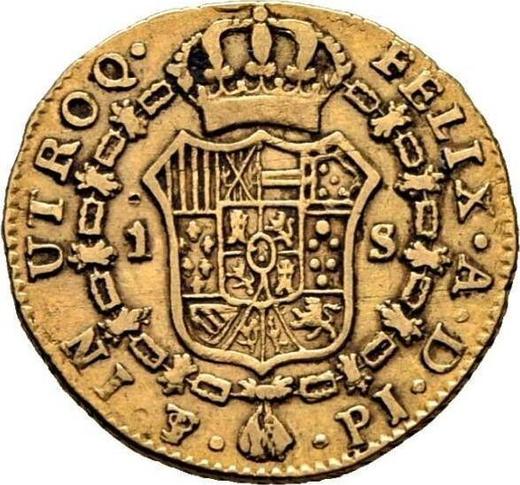 Rewers monety - 1 escudo 1823 PTS PJ - cena złotej monety - Boliwia, Ferdynand VII