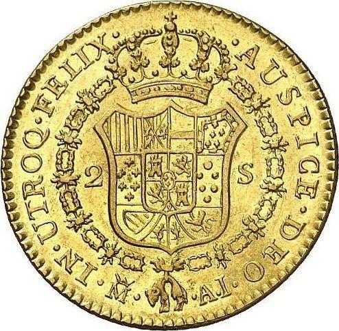 Reverse 2 Escudos 1807 M AI - Spain, Charles IV