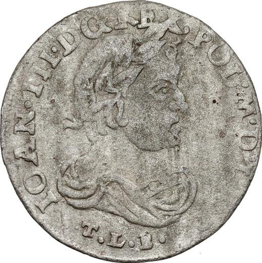 Аверс монеты - Шестак (6 грошей) 1686 года TLB Антикварная подделка - цена серебряной монеты - Польша, Ян III Собеский